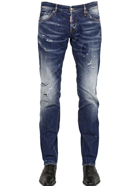 Lyst Dsquared² 18cm White Lines Wash Denim Jeans In Blue For Men