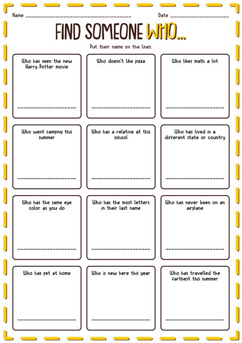 13 Best Images Of Find Someone Who Worksheets Math Activity Find