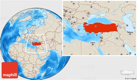 39° 0' 0¨ n / 35° 0' 0¨ e (gps position). Shaded Relief Location Map of Turkey