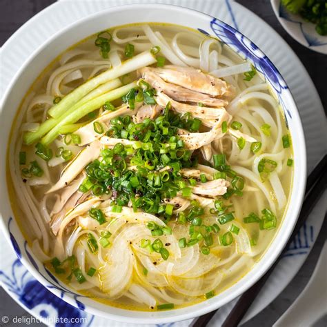 Authentic Pho Ga Vietnamese Chicken Noodle Soup Delightful Plate