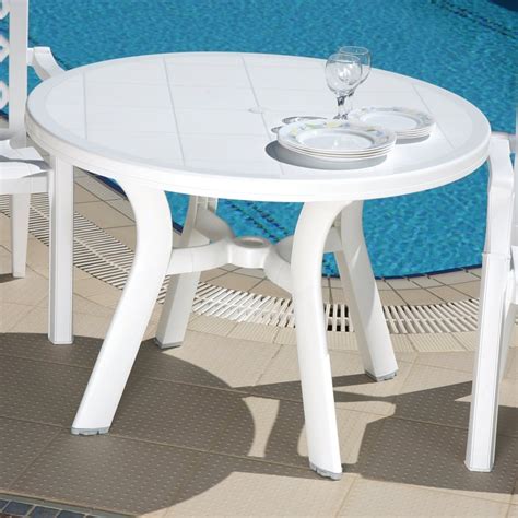 Patio Lawn And Garden White Compamia Truva Resin Round Dining Table 42