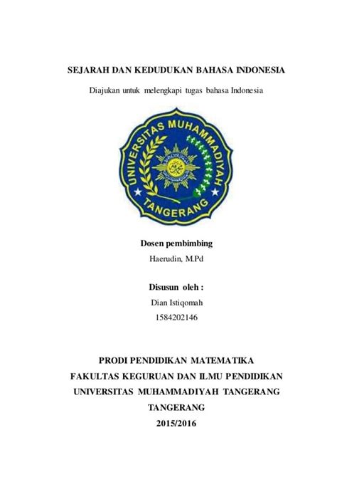 Cover makalah bahasa