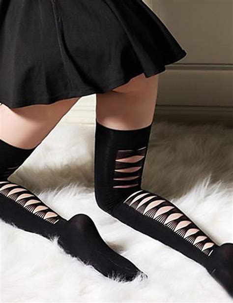 Hot Girls Thigh High Stockings Nylon Hollow Knee Socks Over Knee Sexy Lady Openwork Stockings