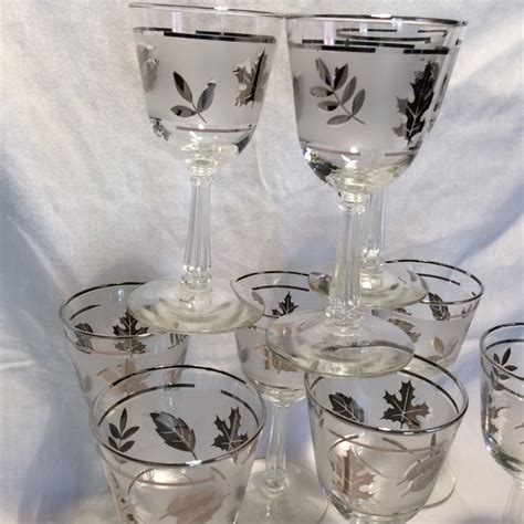 9 Mid Century Modern Libbey Silver Leaf Frosted Wine Glasses Chairish