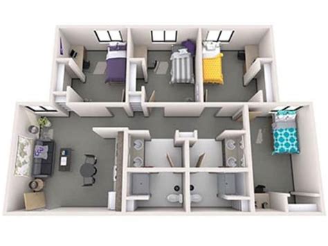 3d Rendering Of Gcus Diamonback Apartments Dorm Layout Dorm Room