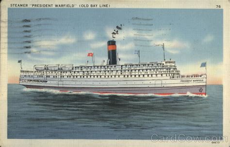 Steamer President Warfield Old Bay Line Steamers Postcard