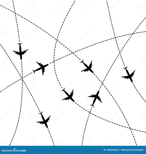 Background Pattern With Airplane Routes Vector Illustration Stock