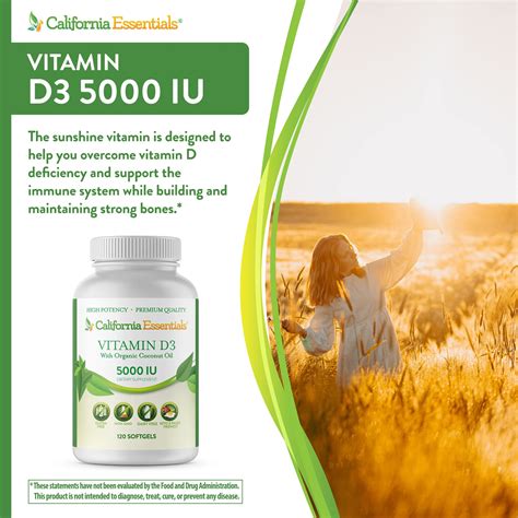 California Essentials Vitamin D3 5000 Iu With Organic Coconut Oil Sof