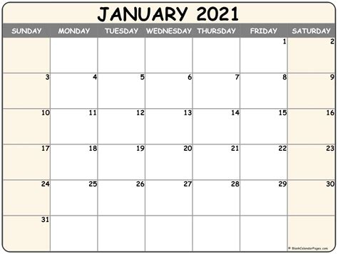 Calendars are easy to save as pdf document or print; January 2021 calendar | free printable calendar