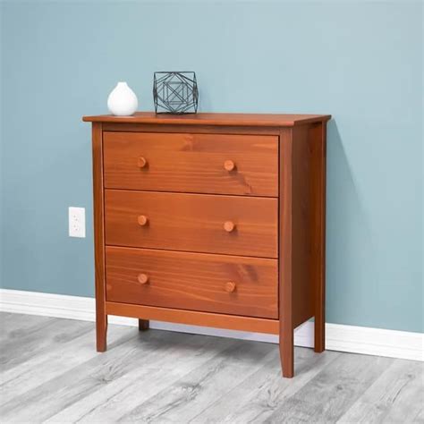 Adeptus Pecan Finished Solid Wood 3 Drawer Chest Overstock 20759356