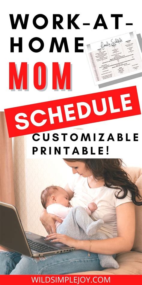 Work At Home Mom Schedule With Customizable Printable Get Organized