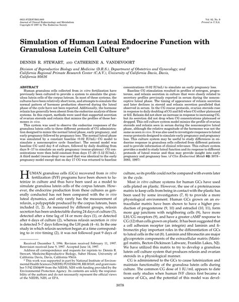 PDF Simulation Of Human Luteal Endocrine Function With Granulosa