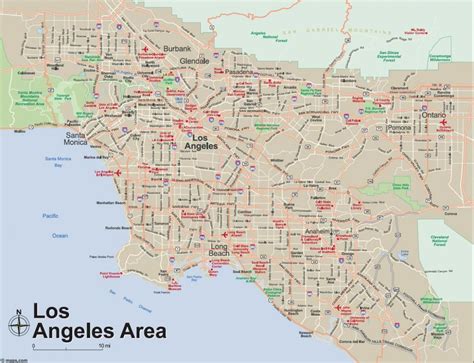 Mapa De Los Angeles Califórnia A área Do Mapa De Los Angeles Na