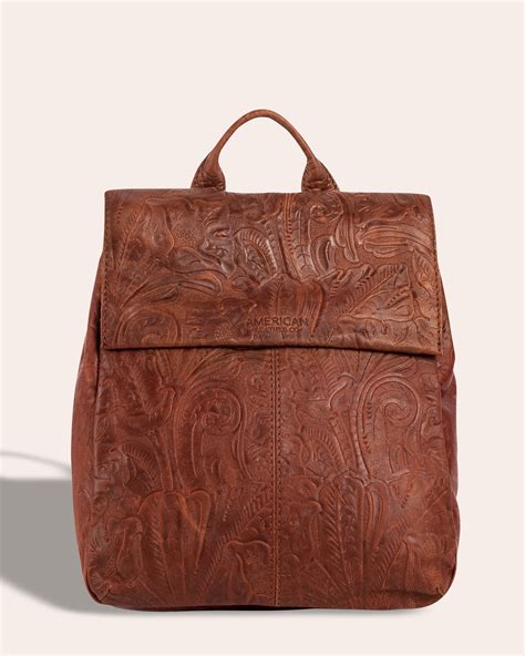 American Leather Co Liberty Backpack Brandy Tooled
