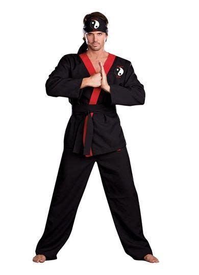 Mens Black Gi Karate Martial Arts Adult Halloween Costume Halloween