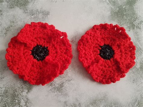 Crochet Pattern Quick And Easy One Piece Poppy Flower Appliques With 3