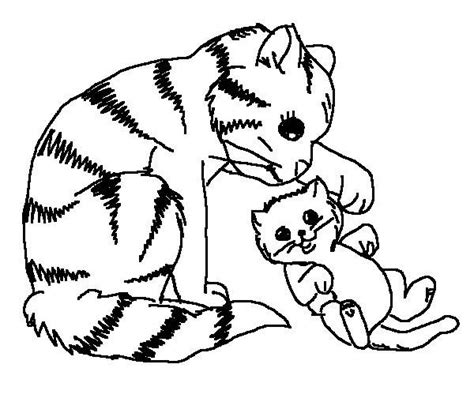 This coloring page features a mommy cat spending some quality time with her kittens. Cute Baby Cats - Coloring Pages Animal Pictures