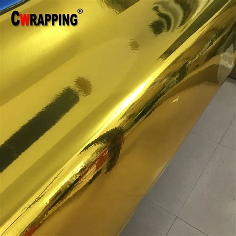 50cmx500cm High Stretched Gold Chrome Mirror Film Car Decoration Diy
