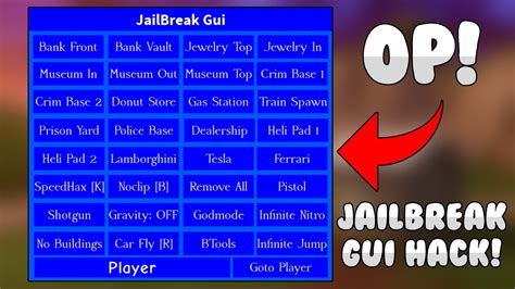 Really powerful gui with tons of features! New Auto Rob Script In Jailbreak Infinite Cash Roblox ...
