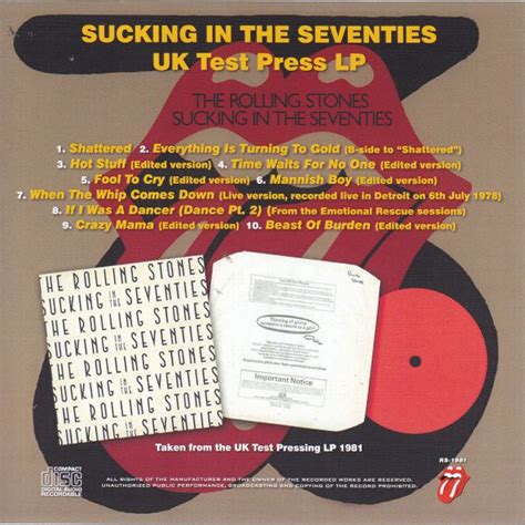 Rolling Stones Sucking In The Seventies 1cdr Giginjapan