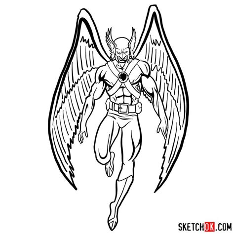 How To Draw Hawkman From Dc Comics Sketchok Step By Step Drawing