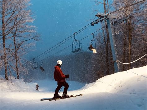 Night Skiing During Storm At Christie Mountain Wi Rskiing