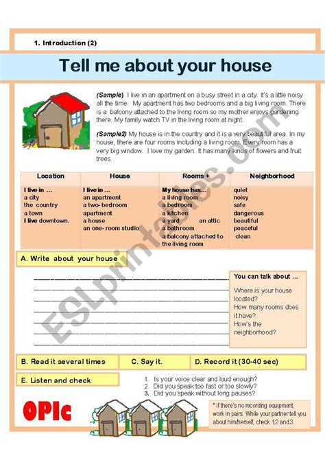 Guided Writing Describing Your Houseroom Basic Esl Worksheet By