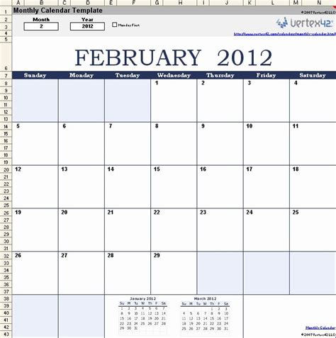 Vertex42 printable calendar