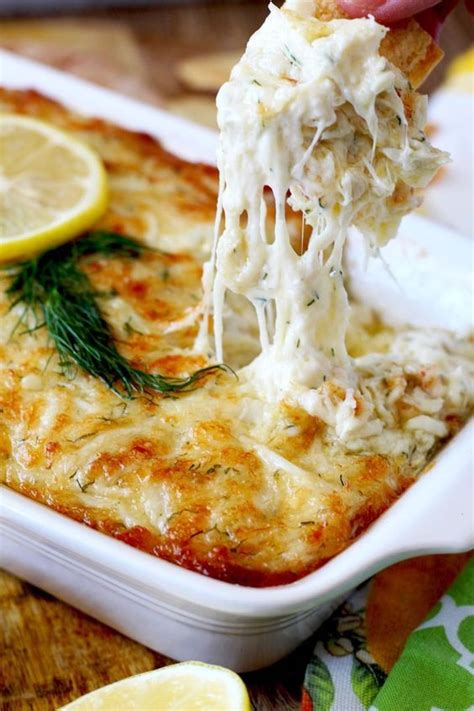 Lump Crab Meat Cheese Lemon And Dill Are Baked To Bubbly And Gooey