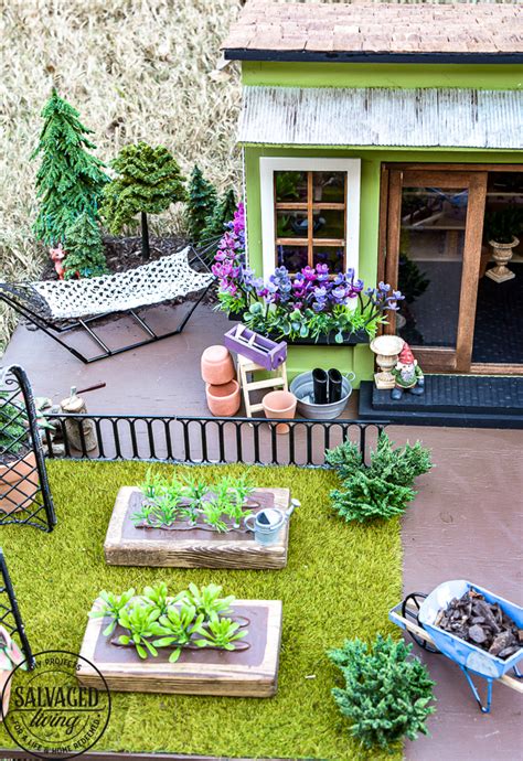Use the drawers as a basis. DIY Dollhouse miniatures ideas for garden shed -34 - Salvaged Living