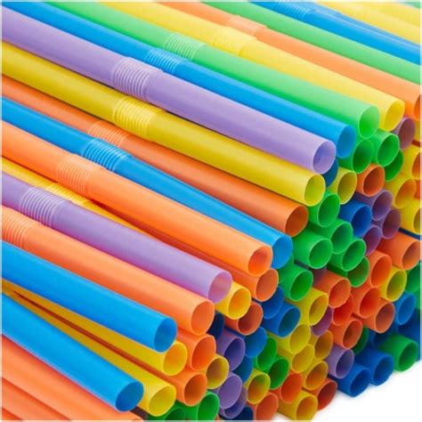 Ct Flexible Plastic Bendy Drinking Straws Multiple Colors Pack