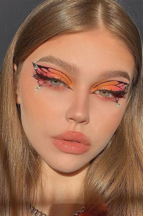 35 Cool Makeup Looks Thatll Blow Your Mind Orange Butterfly Eye Maquillaje De Ojos
