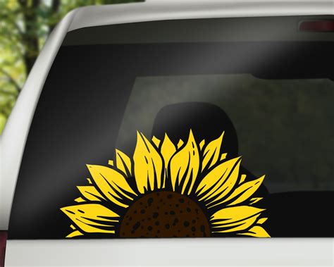 Half Sunflower Window Decals Car Decals Wall Decal Vinyl Decal Etsy