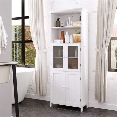 White Tall Bathroom Storage Cabinet Elegant Home Fashions Bathroom