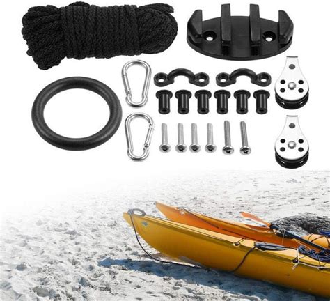 Marine Boat Kayak Canoe Anchor Trolley Kit System Pulley Pad Eyes Screw