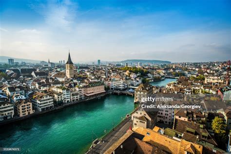 Beautiful Aerial View Of Zurich Switzerland High Res Stock Photo