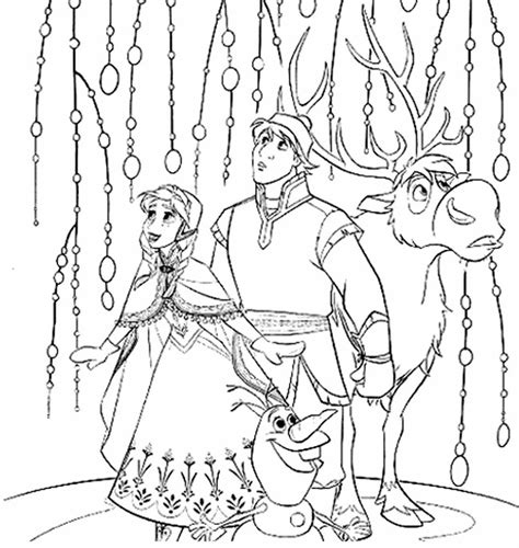 Kleurplaat Frozen 2 Elsa, Kristoff, Olaf en Sven 12