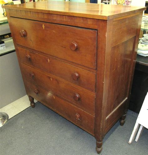 Sold Price Antique 1800s Cherry Four Drawer Dresser With Inlaid Key Holes Hand Dovetailed 21