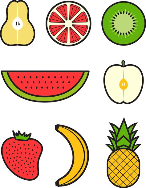 Simple Fruits Illustration Drawing Vector Pack Set 4695928 Vector Art