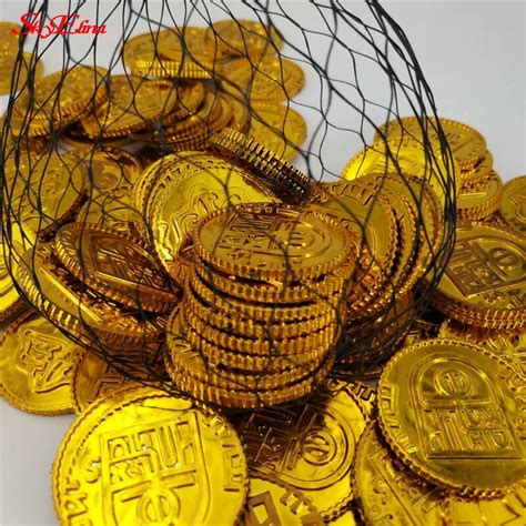 50pcs Plastic Gold Plated Toy Coin Collectible Game Currency Art