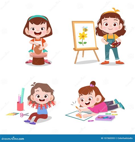 Kids With Their Hobbies Vector Illustration Stock Illustration
