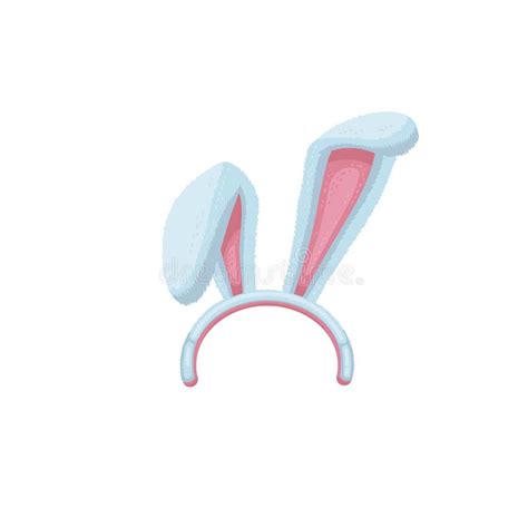 Headband With Bunny Or Rabbit White Ears Cartoon Vector Illustration