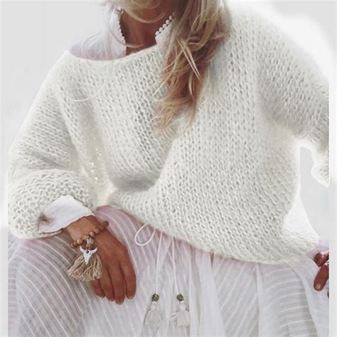 Fluffy White Mohair Sweater Loose Knit Sweater Sweater For Etsy