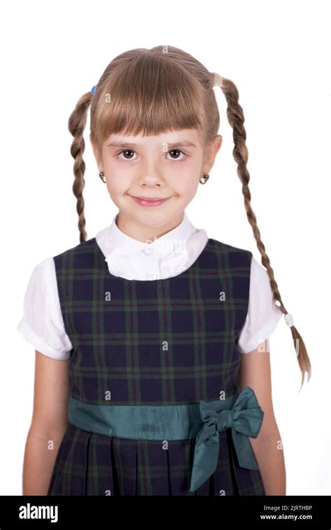 Adorable Little Schoolgirl With Happy Smile Keeping Arms Crossed Small