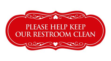 Designer Please Help Keep Our Restroom Clean Sign Red Small