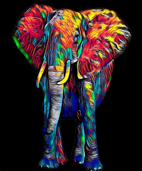 Colorful Elephant Symbolic Jungle Animal Antient Asia Africa India