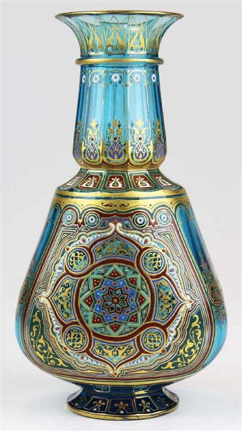J And L Lobmeyr Vienna Art Glass Enameled Vase