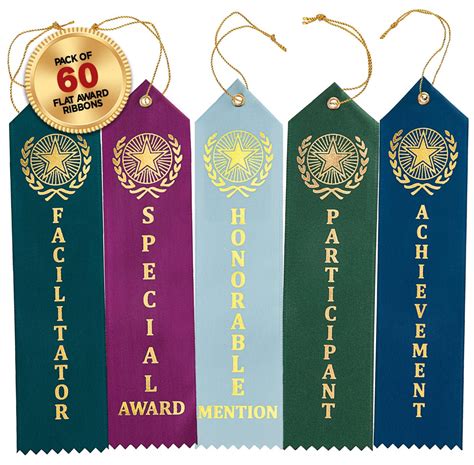 Flat Carded Award Recognition Ribbons Clinch Star