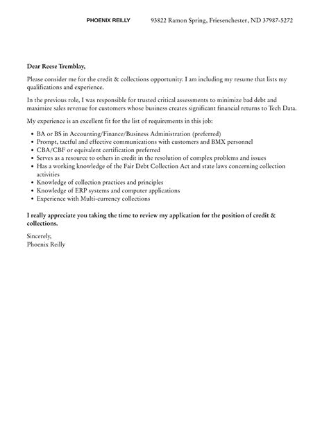 Credit And Collections Cover Letter Velvet Jobs