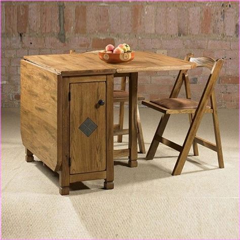 Drop Leaf Table With Folding Chairs Stored Inside: Uses ... The drop leaf kitchen island tables also often have their own shelving making them great for storage, holding things that may not fit in your cabinets.